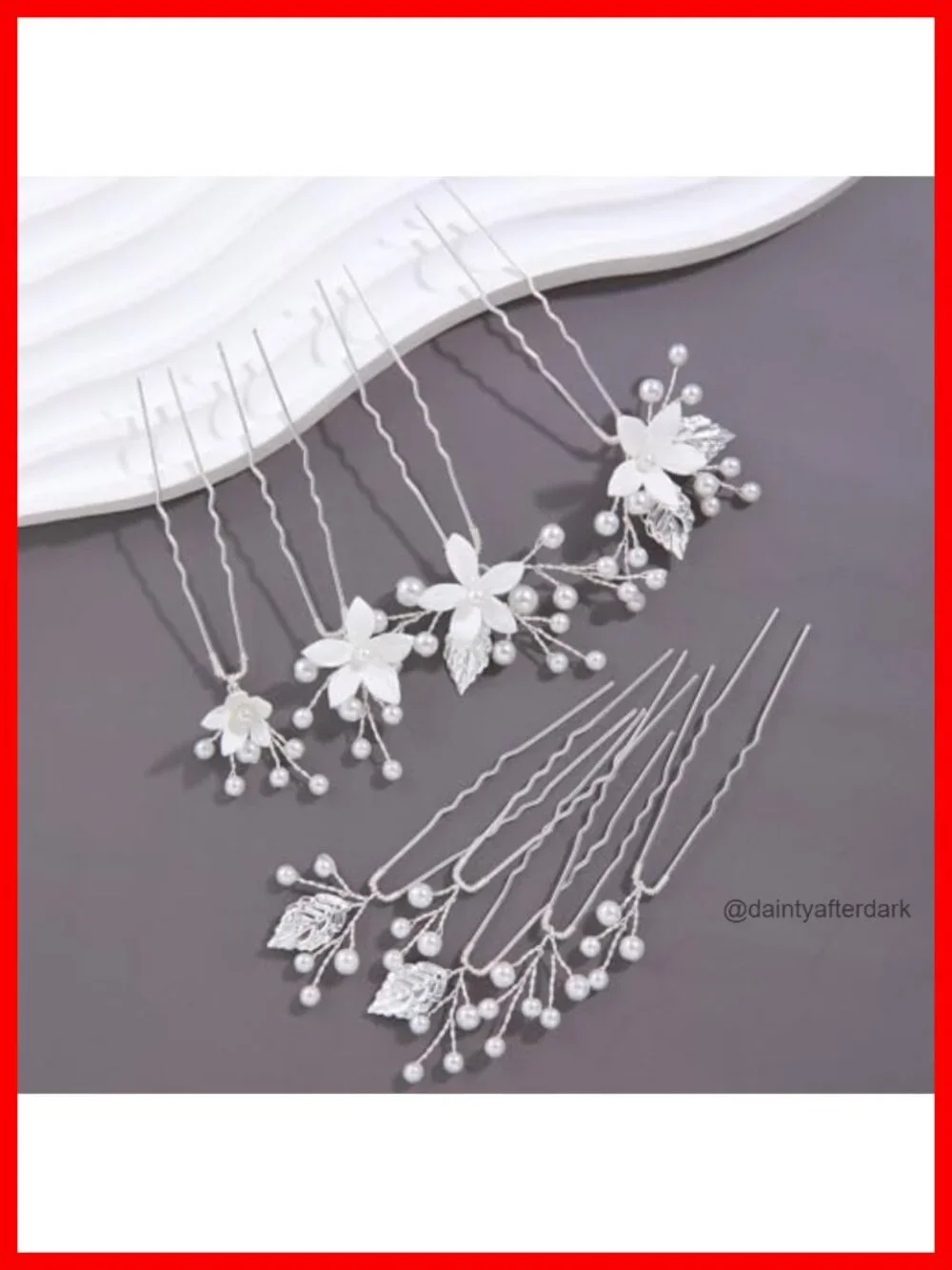 Handmade Pearl Bridal Wedding Hair Pins 9Pcs White Flower Pearls Clips